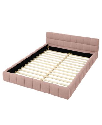 Chenille Grounded Bed Frame Headboard