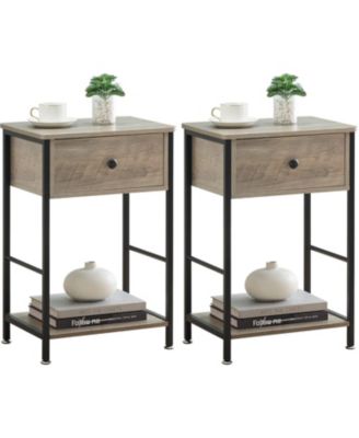 Nightstand with Drawer and Shelf Wood End Table Side Table Beside Table Nightstands for Bedroom Living Room College Dorm