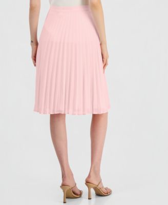 Women's Solid-Color Pleated Chiffon Midi Skirt