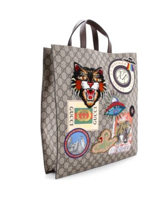 North South Courrier Convertible Soft Open Tote GG Coated Canvas with Applique