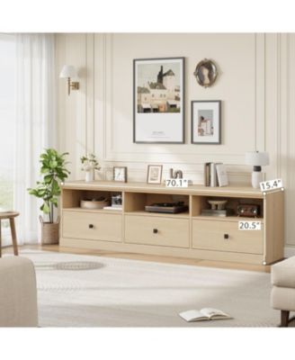 TV Stand for in TV, Entertainment Center with Storage Drawer, Mid-Century Modern TV Console with Open Shelves