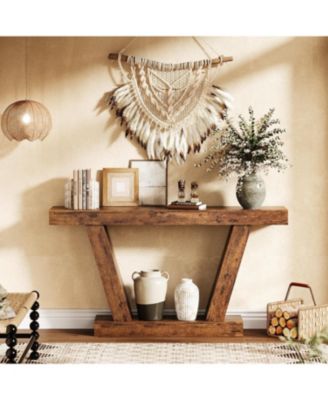 63" Long Console Table, Wooden Sofa Narrow Entryway Table for Hallway, Behind The Couch, Accent Table for Living Room