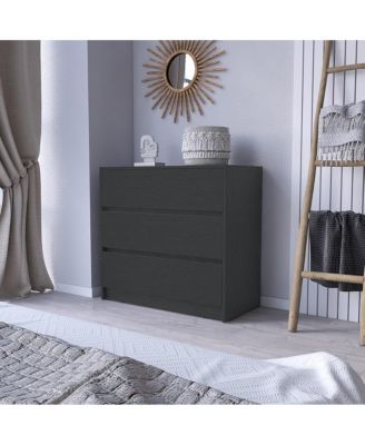 Three Drawer Dresser Modern Wengue Finish Compact Storage Organizer 4.1 inch H 12 inch W for Home Bedroom