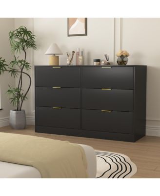 Simply Modern 6 Drawer Dresser Wood for Bedroom Living Room Hallway Entryway