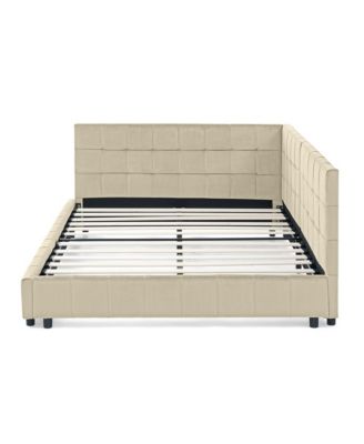 Velvet Tufted Daybed Backrest Armrest New