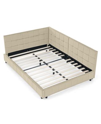 Velvet Tufted Daybed Backrest Armrest New