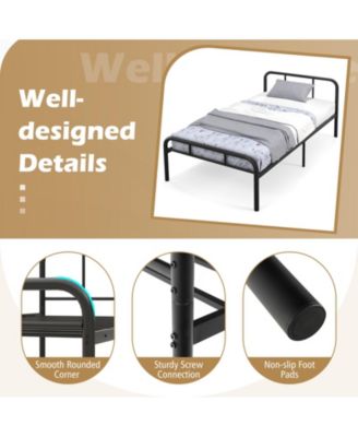 Modern Metal Bed Frame with Curved Headboard