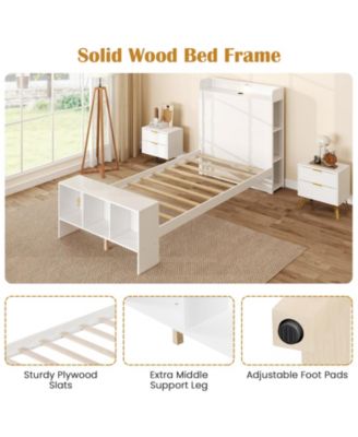 Bed Frame with Storage Headboard USB Ports and LED Lights