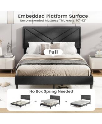 Upholstered Platform Bed with Tufted Headboard and Slats