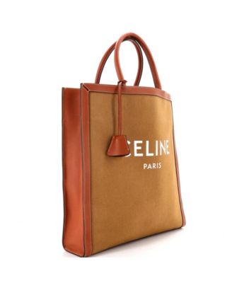 Large Vertical Cabas Tote Canvas with Leather