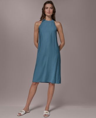 women's nine west rib crewneck sleeveless midi dress New Women's Nine West Rib Crewneck Sleeveless Midi Dress Bronze Brown Sz  Small