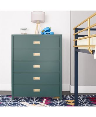 Contemporary 5 Drawer Dresser Maple Finish Sturdy Construction for Bedroom Living Room Storage