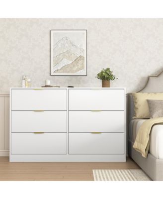 Simply Modern 6 Drawer Dresser for Bedroom Living Room Hallway Entryway