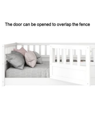 Montessori Wood Floor Bed High Security Barrier Door
