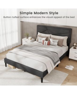 Upholstered Platform Bed Frame with High Headboard