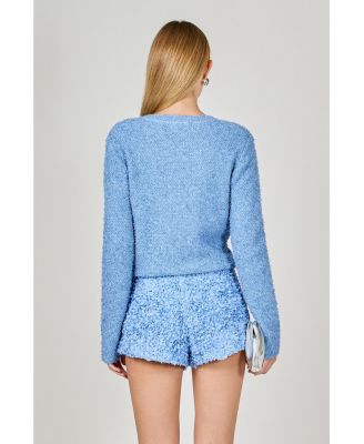 Women's Textured Buttoned Sweater Cardigan