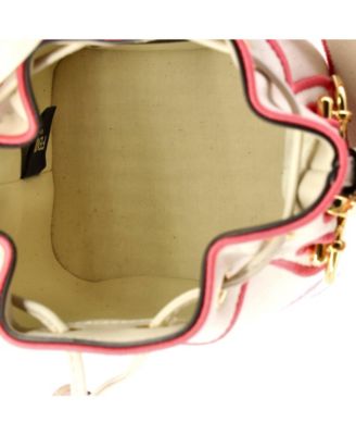 Mini Logo Mon Tresor Bucket Bag Embroidered Canvas