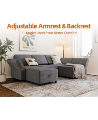 Sectional Sofa, U Shape Sectional Couch, 5 Person Sectional Sofa with Double Chaise Longue for Living Room Furniture