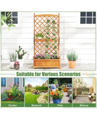 60 Inch Tall Raised Garden Bed with Diamond Trellis