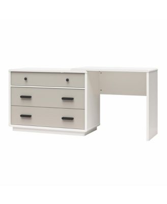 Valencia 3 Drawer Dresser and Desk Combo Two Tone Finish with Matte Handles for Bedroom