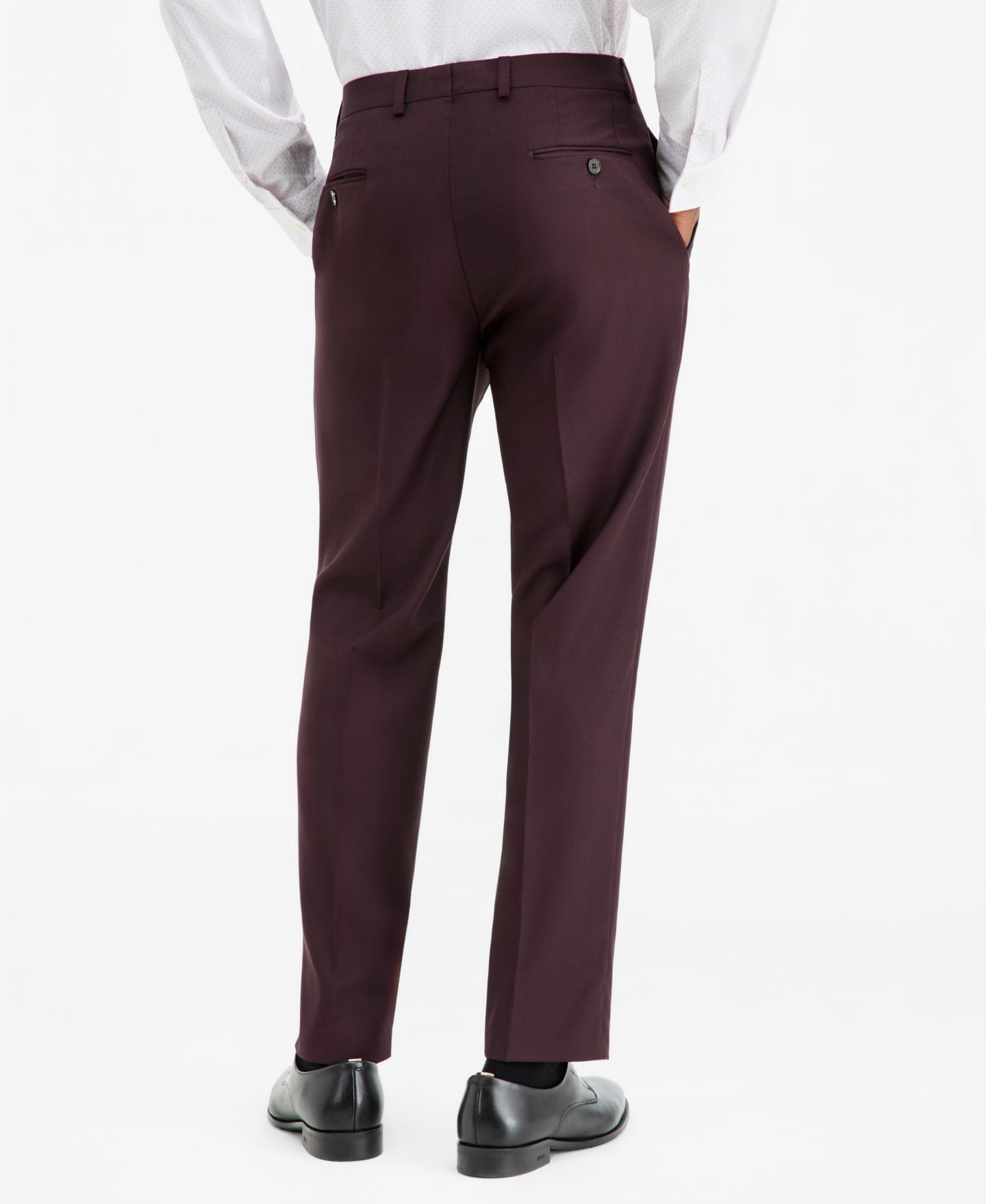 Мужские брюки Calvin Klein Slim-Fit Wool-Blend Suit, цвет: Бордовый — фото 2