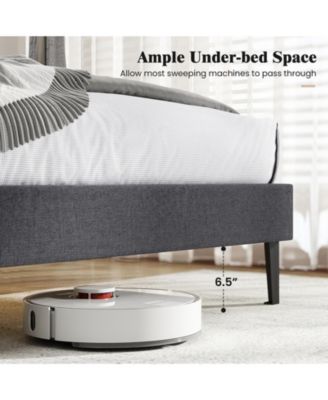 Velvet Upholstered Platform Bed with Adjustable Headboard