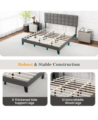 King Size Modern Linen Bed Frame with Adjustable Headboard