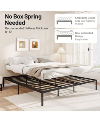 Heavy Duty Metal Bed Frame with Support Slats Foundation