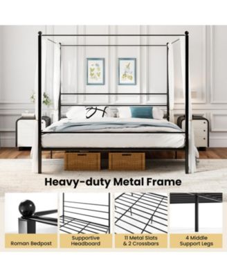 Metal Canopy Bed Frame with Durable Slat Support