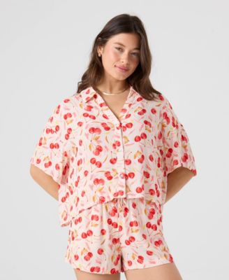 Women's Cherry Printed Swim Cover Up Shorts