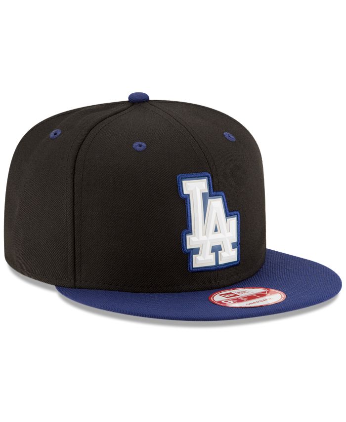 New Era Los Angeles Dodgers Beveled Rubber Logo 9FIFTY Snapback Cap ...