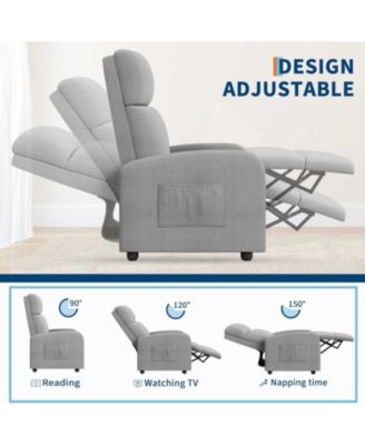 Recliner Chair for Adults, Lazy Recliner Ergonomic Adjustable Single Sofa Enhanced with Side Pocket, Tall Back, Wide Arms & Padded Seat