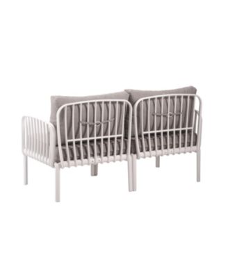 5 Piece Modern Outdoor Patio Sectional Conversation Set with Square Coffee Table Waterproof Thick Cushions