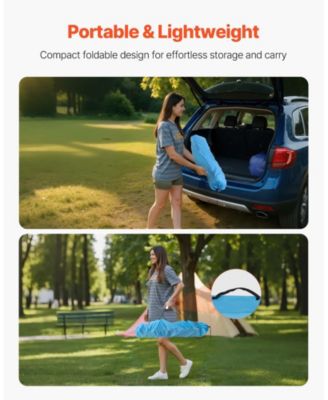 Folding Camping Table, 600D Waterproof Oxford Top with 4 Cup Holders, Carry Bag