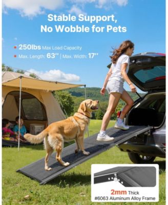 63" Folding Dog Ramp 17" Wide, Non-Slip Surface, Supports up to 250 lbs