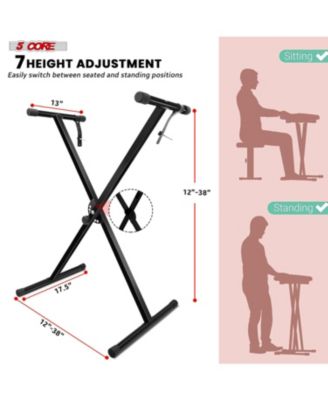 Keyboard Stand Piano Bench Combo Adjustable Key Board Stands 2" Padded Musician Chair Set