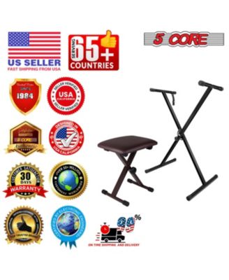 Keyboard Stand Piano Bench Combo Adjustable Key Board Stands 2" Padded Musician Chair Set