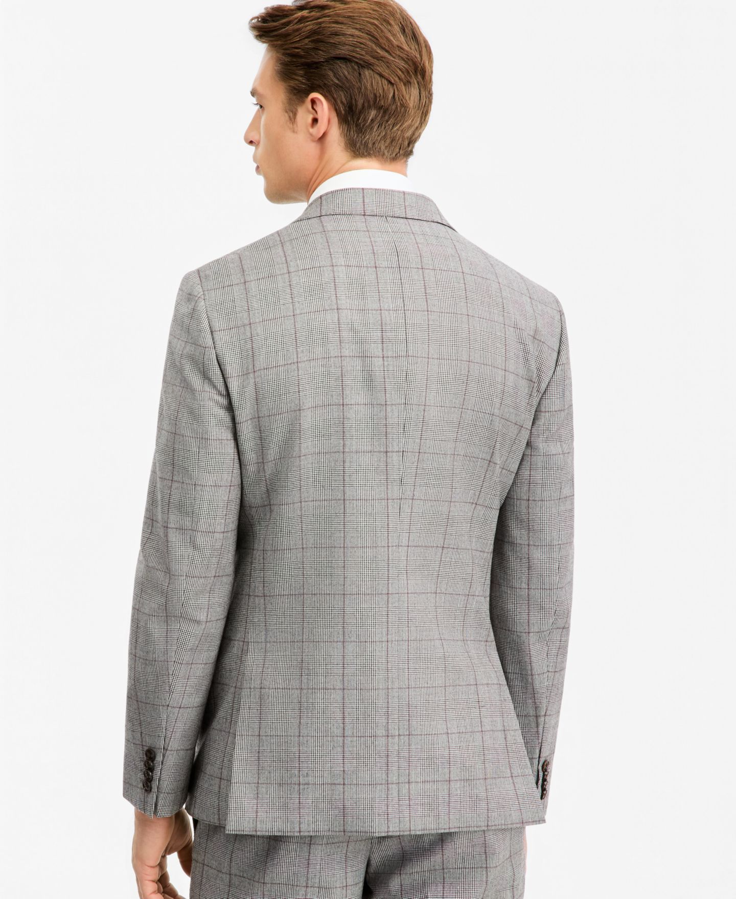 Мужская куртка Ted by Ted Baker Modern-Fit Gray & Wine Plaid Suit Separate, цвет: Серый — фото 2