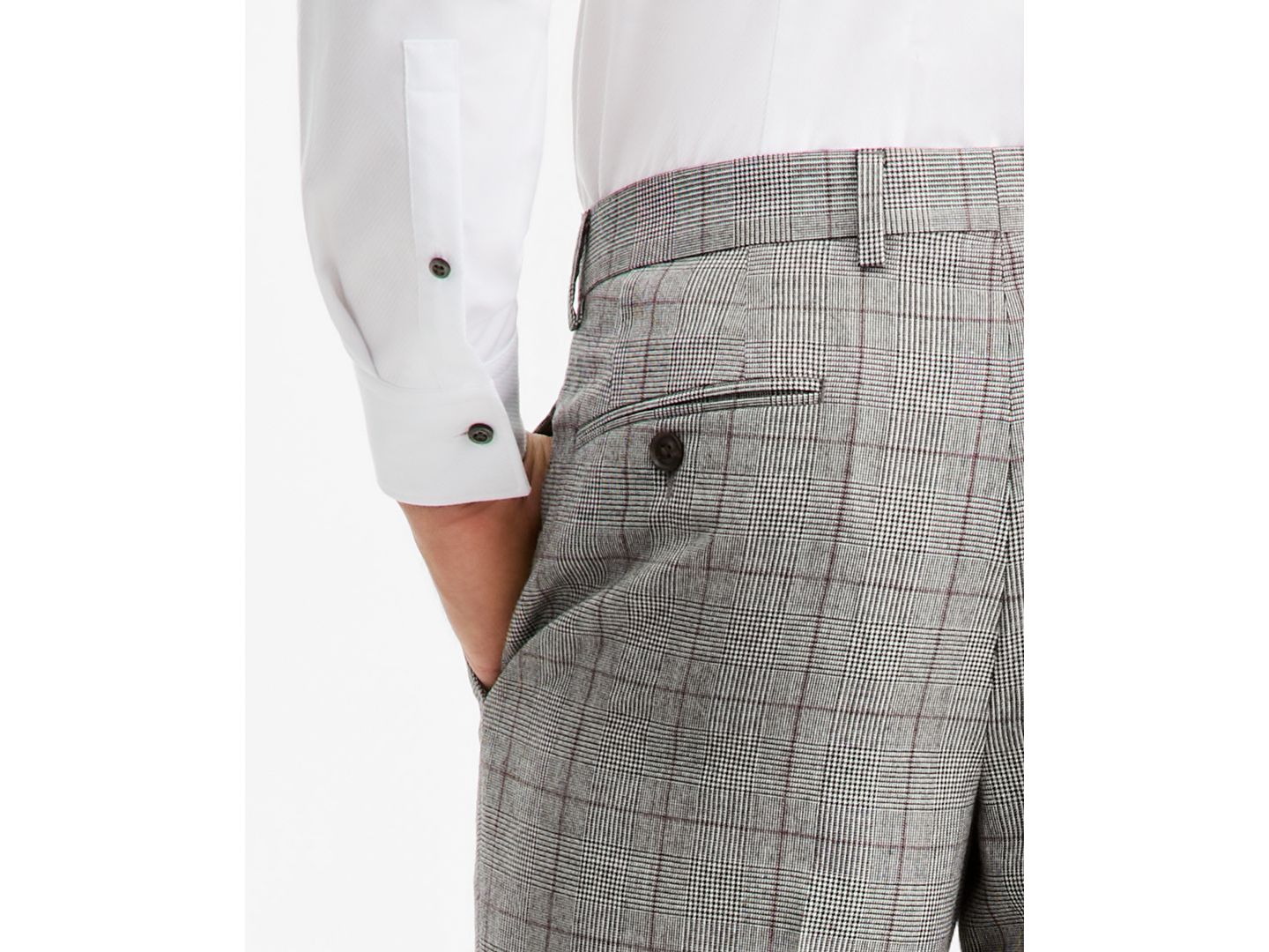 Мужские брюки Ted by Ted Baker Modern-Fit Gray & Wine Plaid Suit Separate, цвет: Серый — фото 5