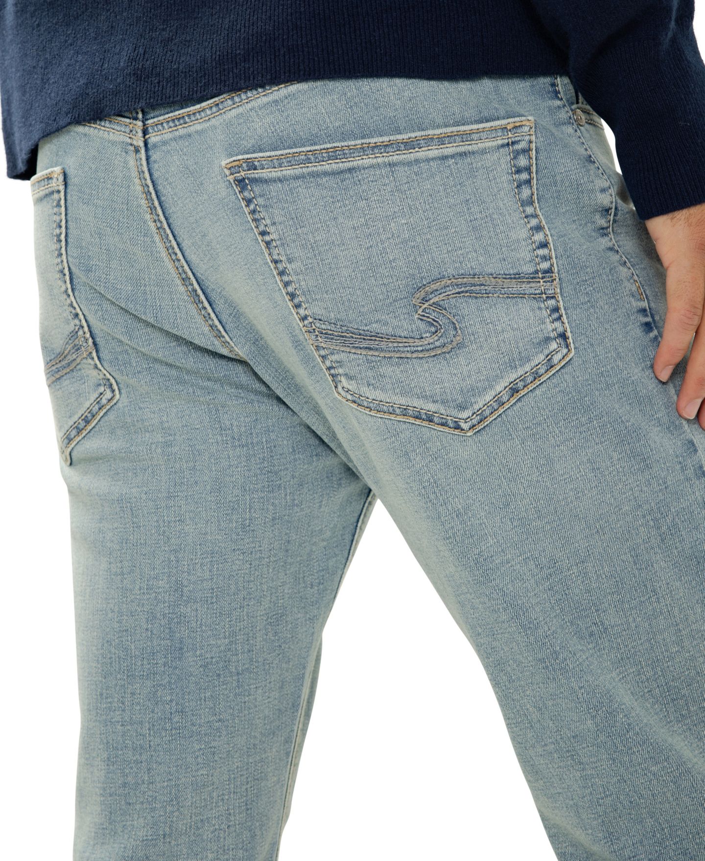 Мужские джинсы Silver Jeans Co. Eddie Slim-Fit Straight-Leg Luxe Heritage, цвет: Daytona — фото 3