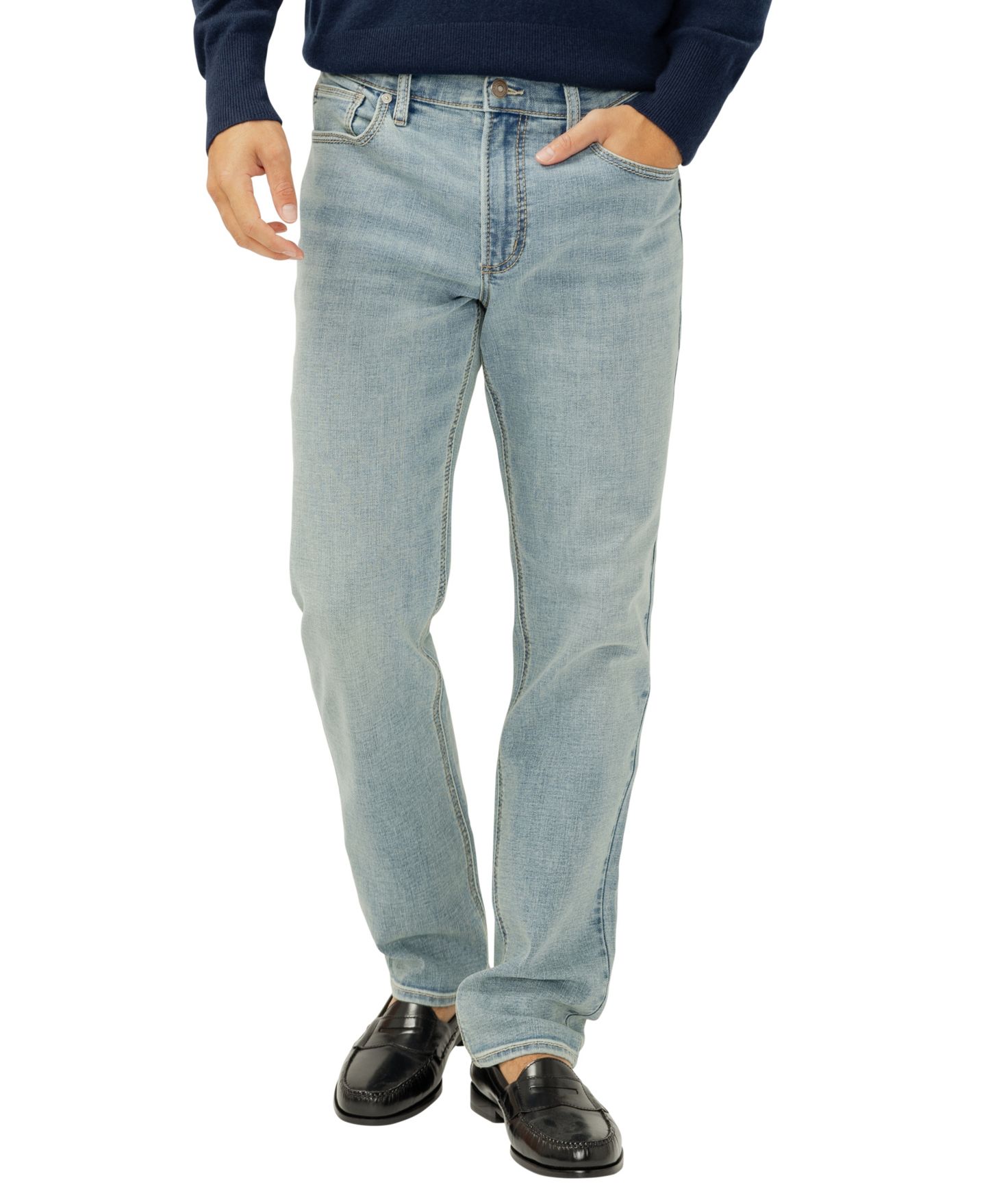 Мужские джинсы Silver Jeans Co. Eddie Slim-Fit Straight-Leg Luxe Heritage, цвет: Daytona — фото 1