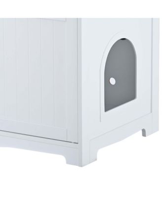 Cat Litter Box Enclosure with Hidden Plug – 2-Door Wooden Bench & Side Table
