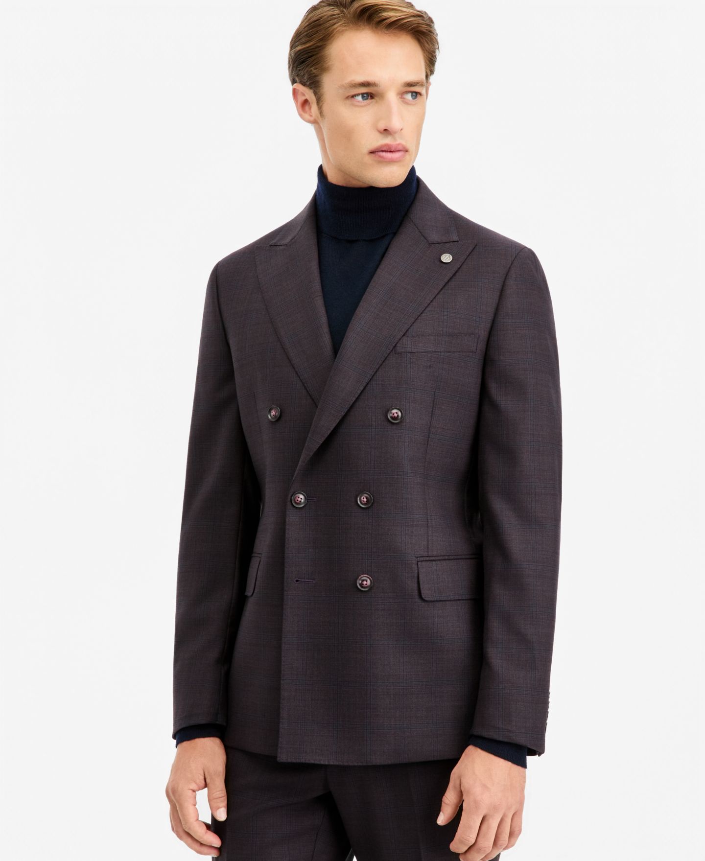 Мужские комплекты Ted Baker Modern-Fit Burgundy Plaid Suit Separates, цвет: Фиолетовый — фото 3
