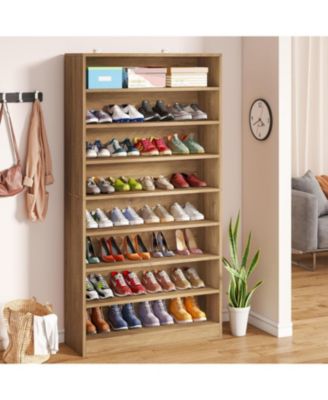 Tall Shoe Cabinet, 9 Tiers 40-45 Pairs Wood Freestanding Shoe Storage Cabinet