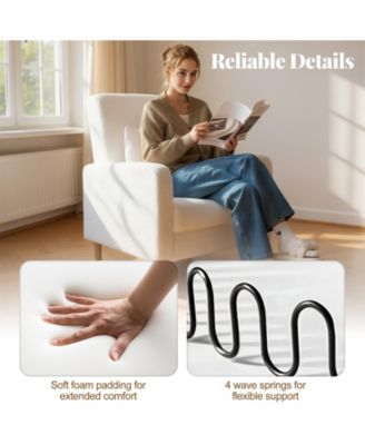 Modern Upholstered Sofa chair with Lumbar Pillow and Teddy Fleece Cover