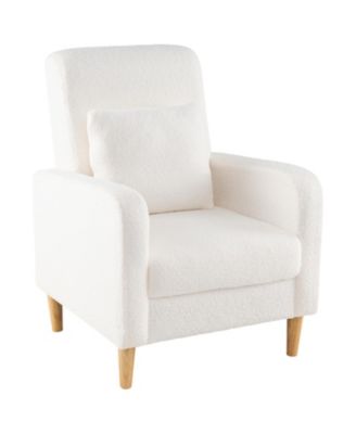Modern Upholstered Sofa chair with Lumbar Pillow and Teddy Fleece Cover