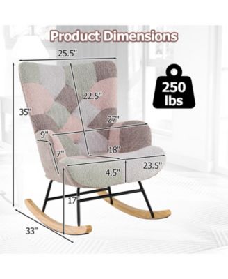 Nursery Rocking Chair with Ergonomic Armrests and High Backrest for Living Room