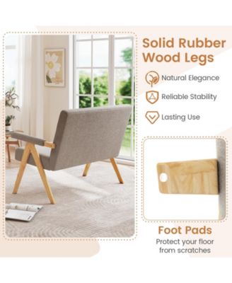 Loveseat Sofa with Armrests and Wooden Legs.