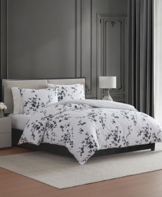 Noir Bouquet Cotton 3-Pc. Duvet Cover Set, Queen