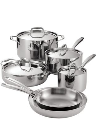 Signature Tri-Ply Clad Stainless Steel 10-Piece Cookware Set with Lids